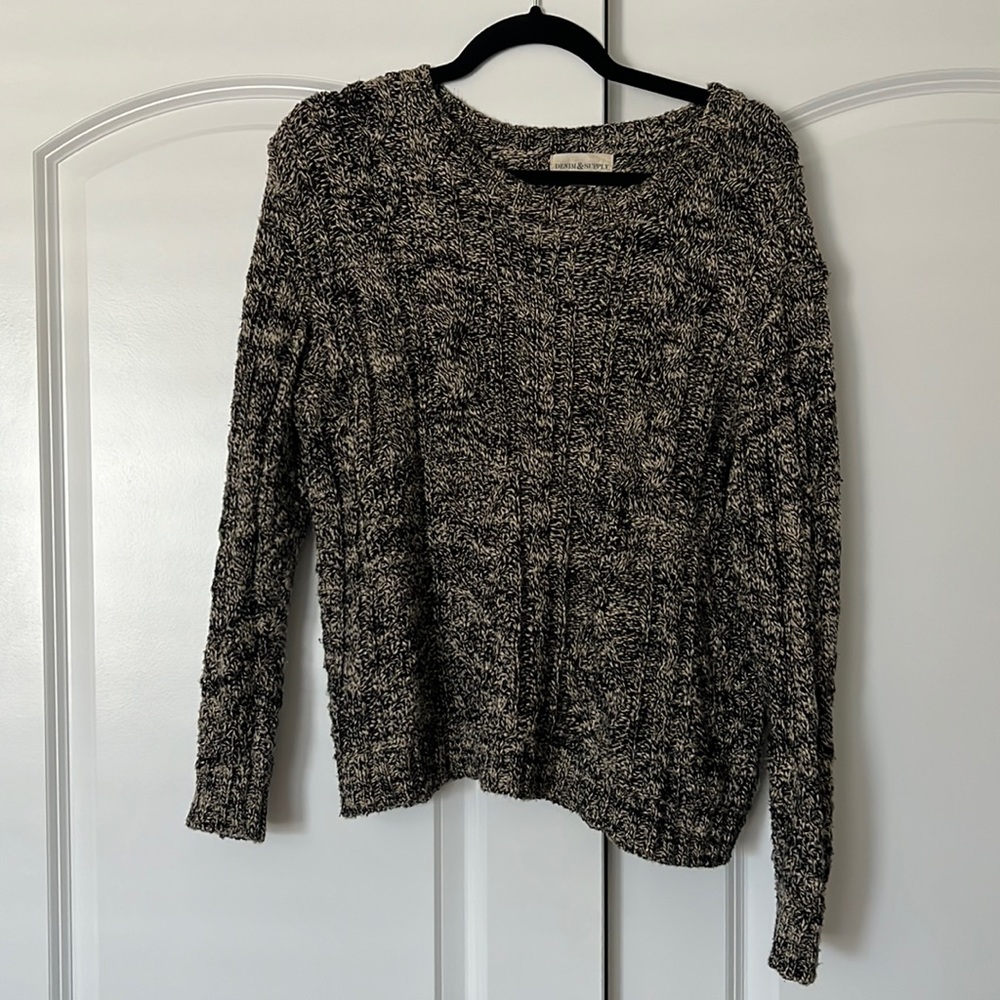 Denim & supply Ralph Lauren cream & black cable knit sweater, size small